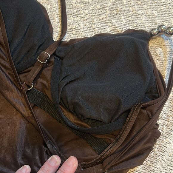 MAGICSUIT Isabel One Piece Swimsuit Brown Flouncy Slimming Tummy Control Swim 12 - Picture 10 of 14